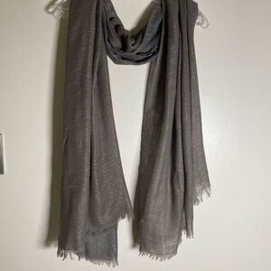 Silpada Silver Metallic Scarf shawl woven brown taupe and gray